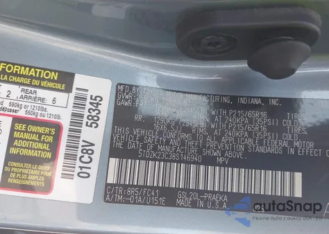 2008 Toyota Sienna Le из США, поврежденный, VIN 5TDZK23C38S146940